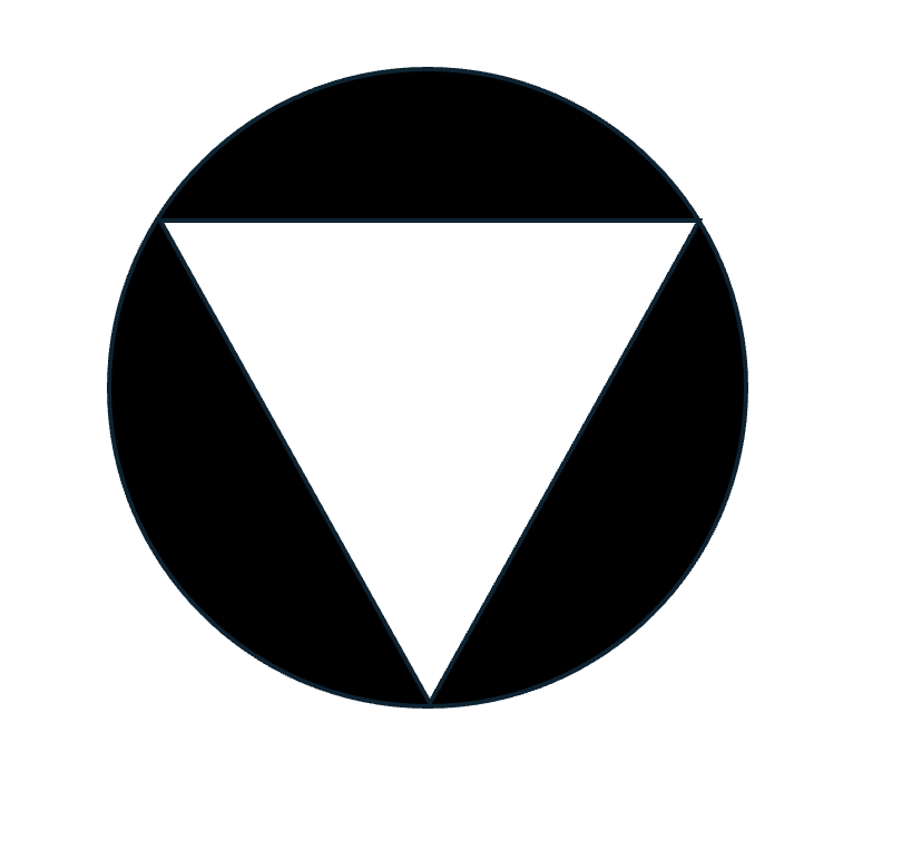 An ambiguous black circle and white inverted triangle in which figure and ground can reverse